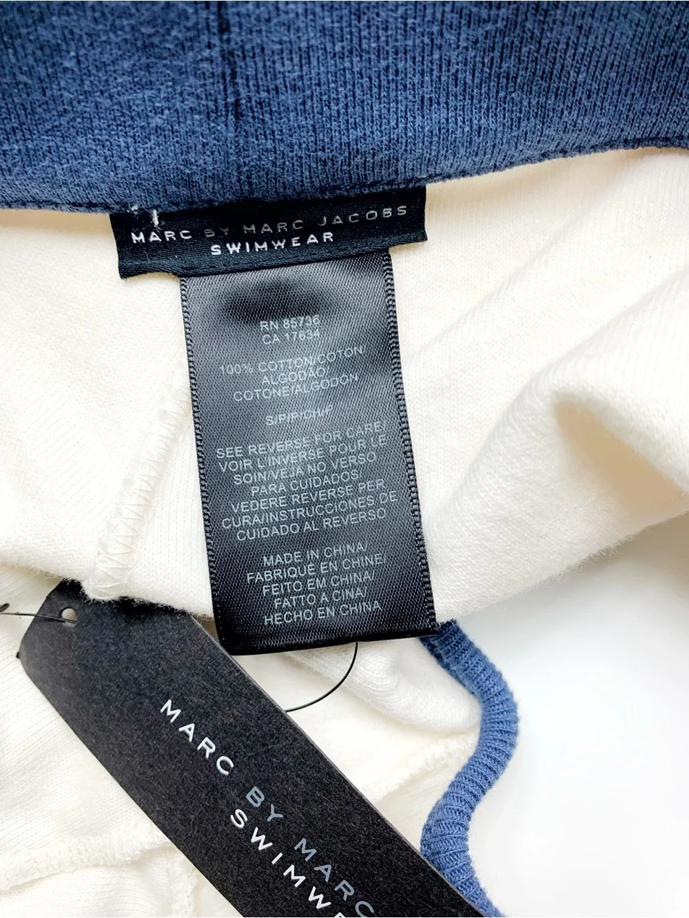 Marc by Marc Jacobs Terry Cloth Shorts NWT White Navy Swim Cover Up Lounge Short